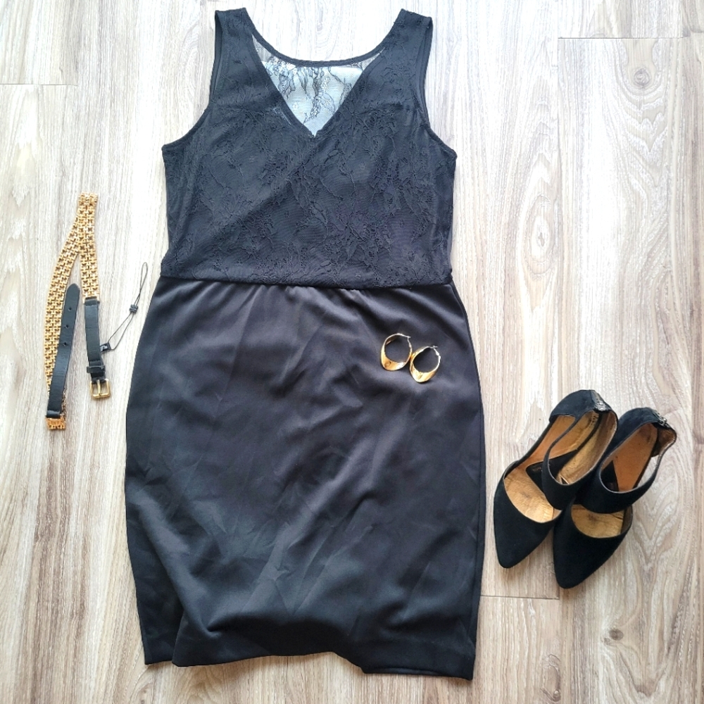Metaphor black dress with lace